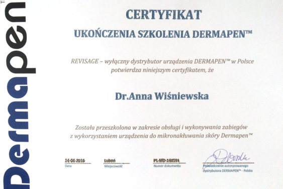 certyfikat anna wiśniewska